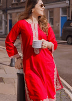 Anabya Garments Sapphire Look Red Women 2pcs