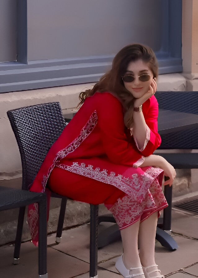 Anabya Garments Sapphire Look Red Women 2pcs