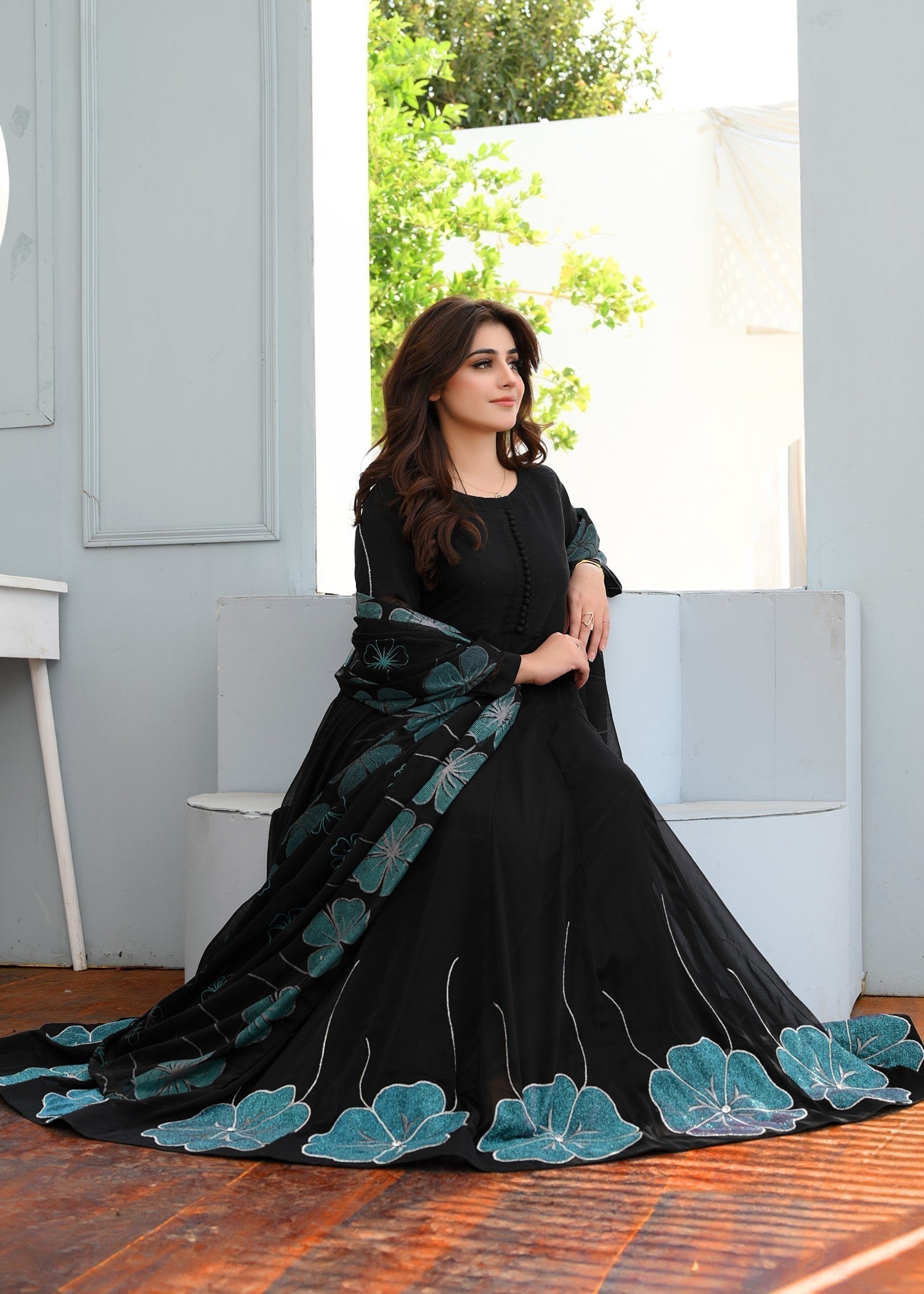 Miss & Mrs Black flower maxi Women 3pcs