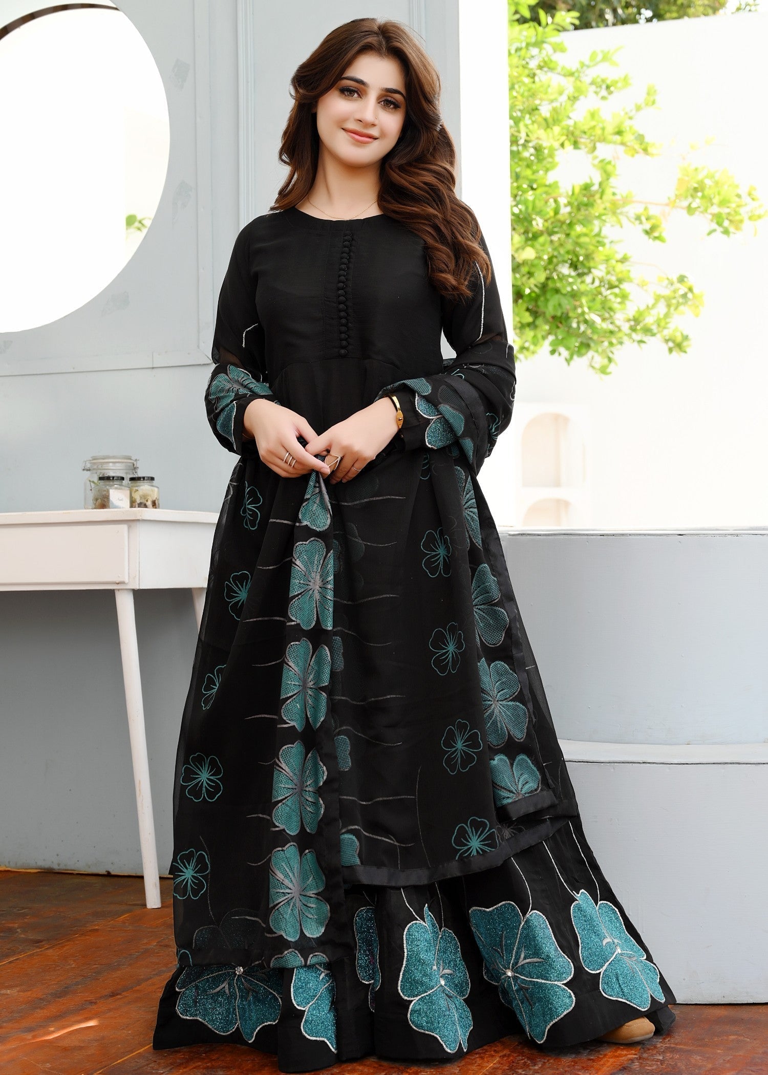Miss & Mrs Black flower maxi Women 3pcs