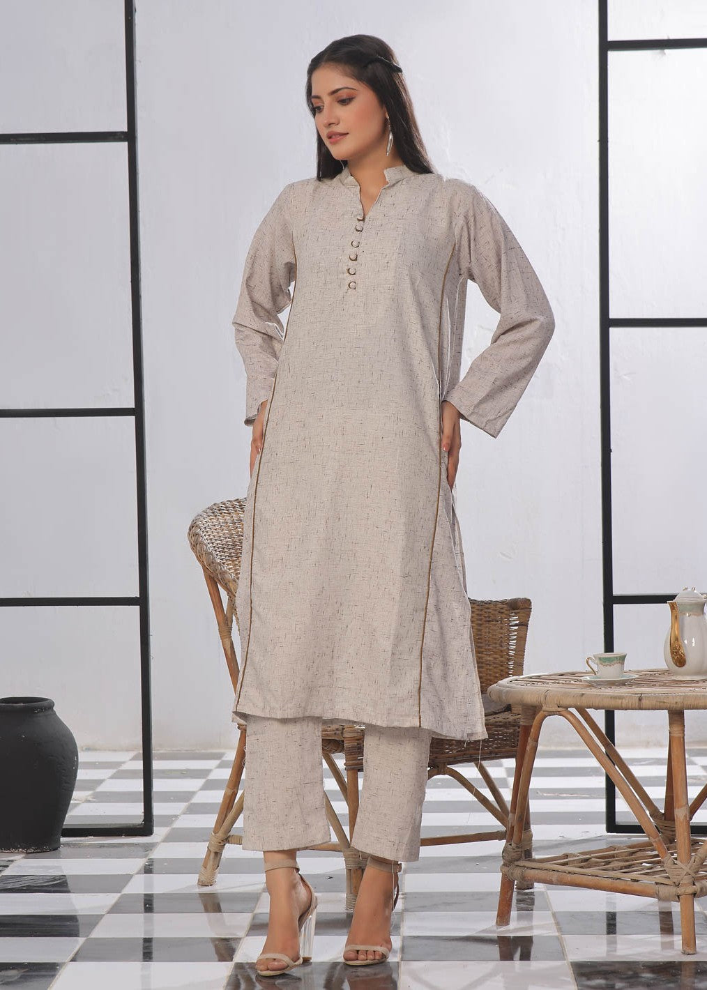 Tng (The Next Generation) Kalidaar | | Stitched | Grey Women 2pcs