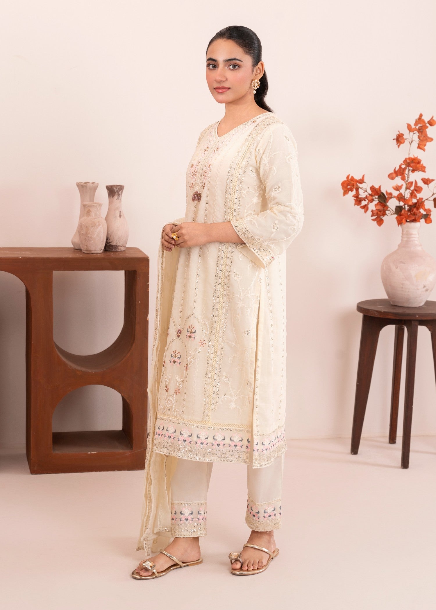 Four Season Boutique RUBAB CHIFFON CREAM Women 3pcs