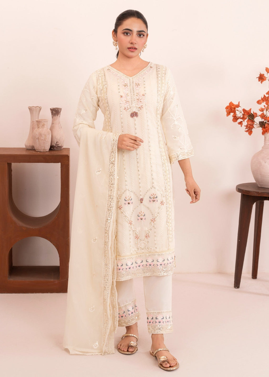 Four Season Boutique RUBAB CHIFFON CREAM Women 3pcs
