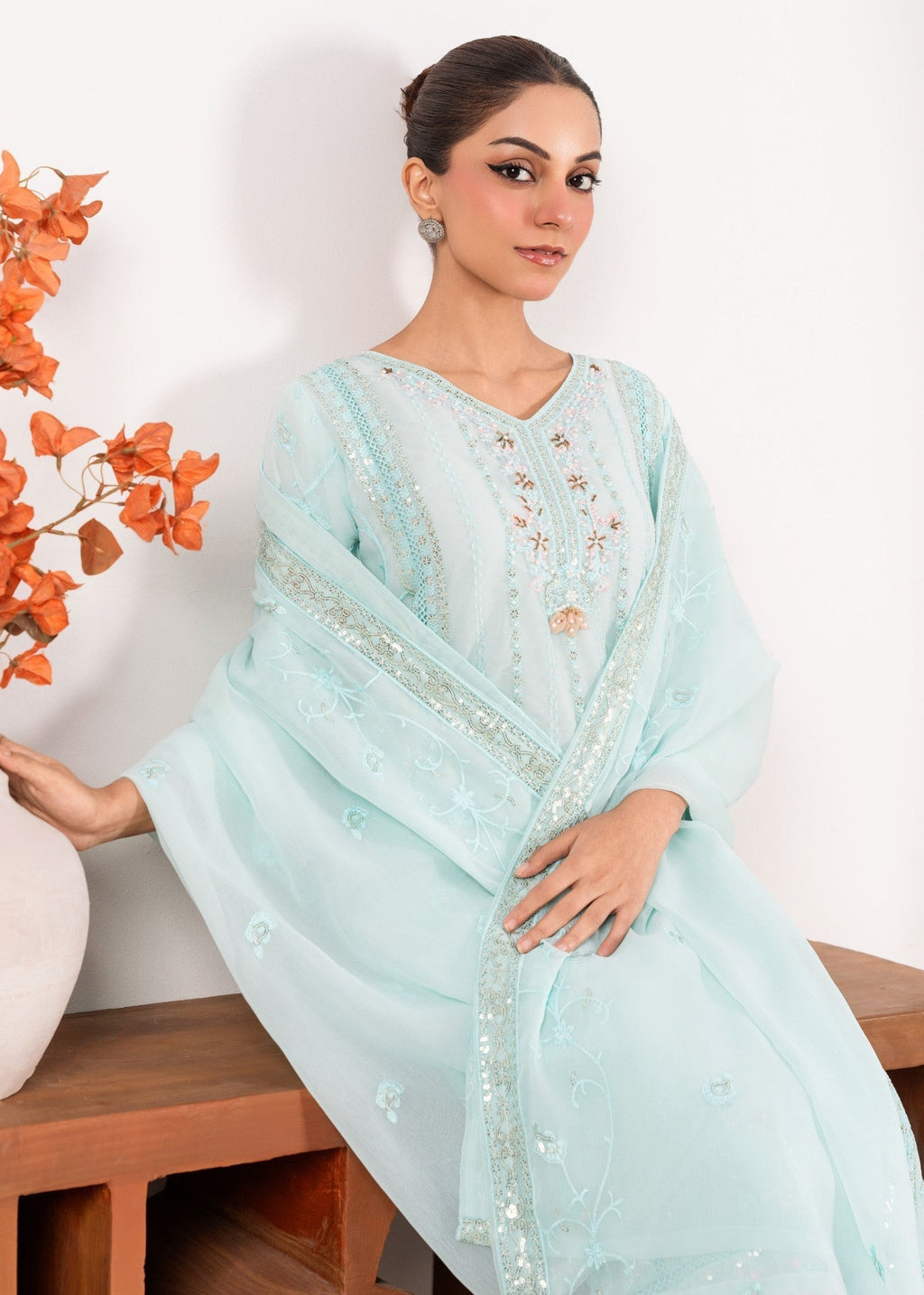 Four Season Boutique RUBAB CHIFFON ICE BLUE Women 3pcs