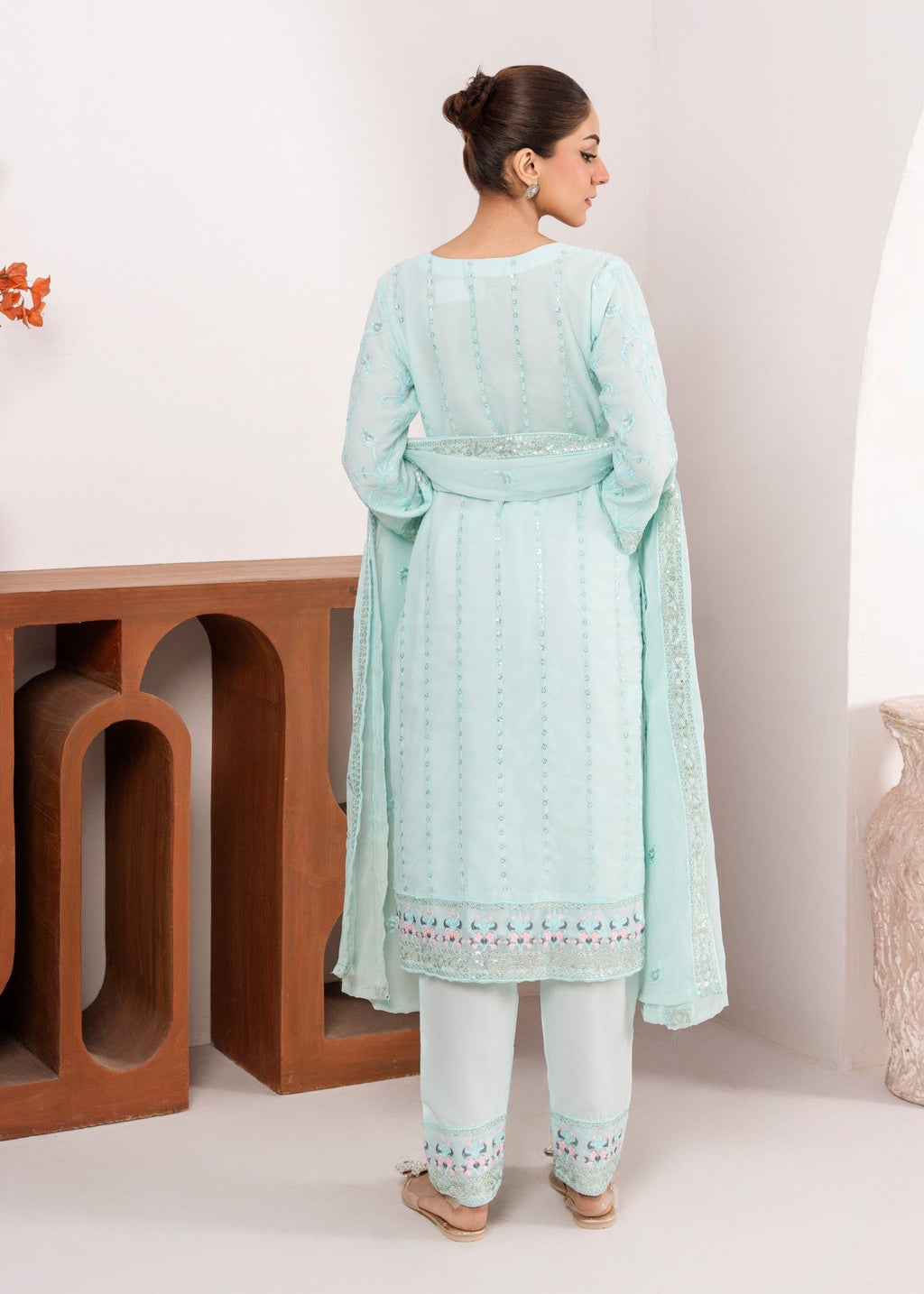 Four Season Boutique RUBAB CHIFFON ICE BLUE Women 3pcs