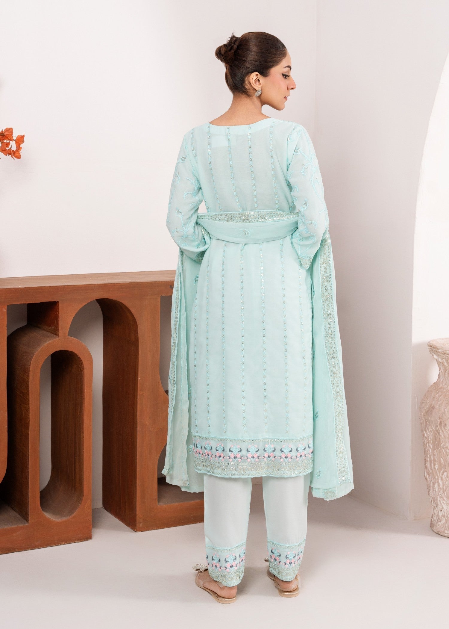 Four Season Boutique RUBAB CHIFFON ICE BLUE Women 3pcs