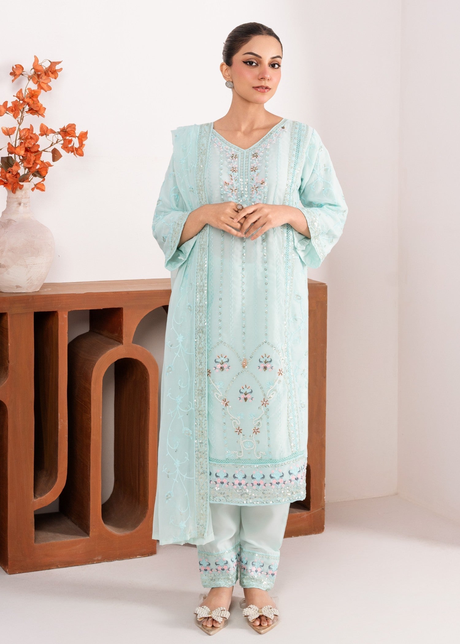 Four Season Boutique RUBAB CHIFFON ICE BLUE Women 3pcs
