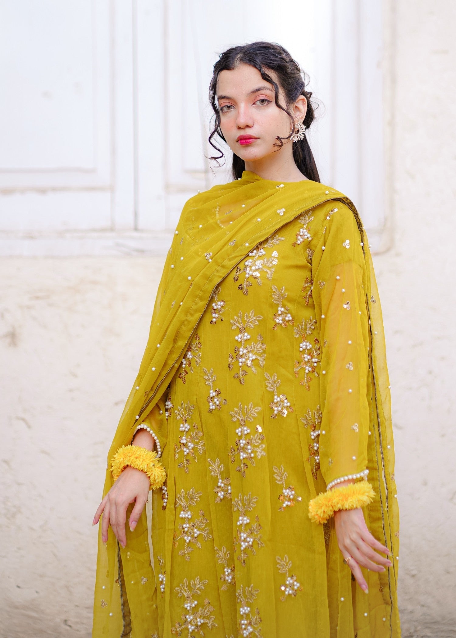 Four Season Boutique NOOR E HANIA FROK DHANI GREEN Women 3pcs