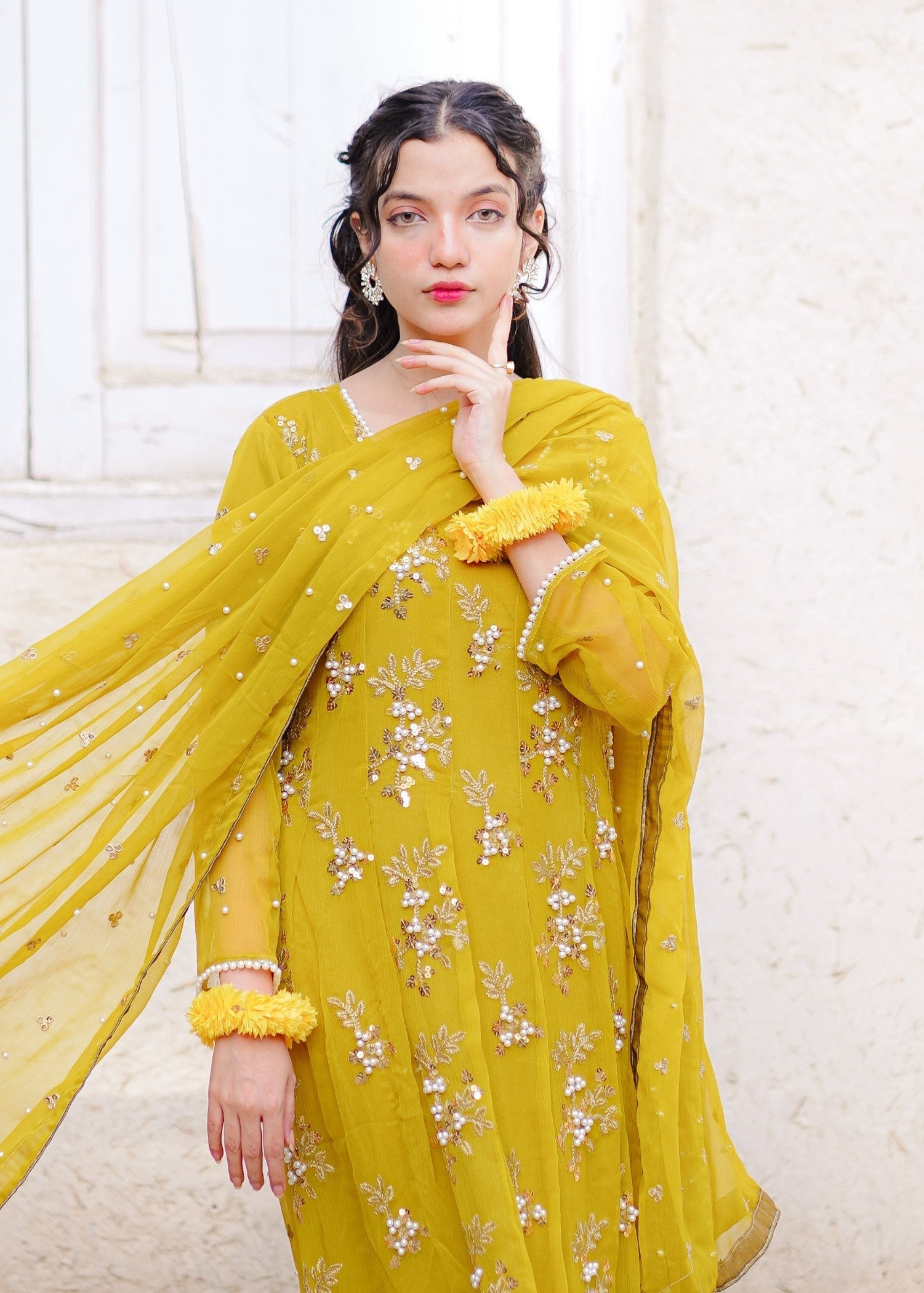 Four Season Boutique NOOR E HANIA FROK DHANI GREEN Women 3pcs