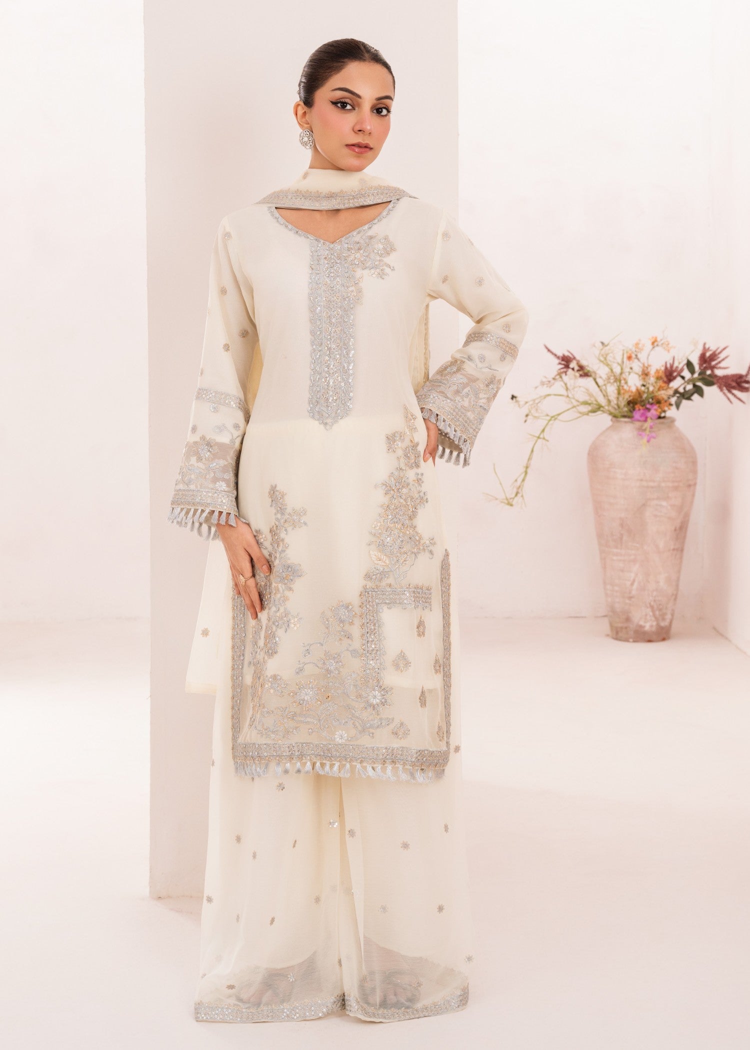 Four Season Boutique NOOR JAHAN CREAM Women 3pcs