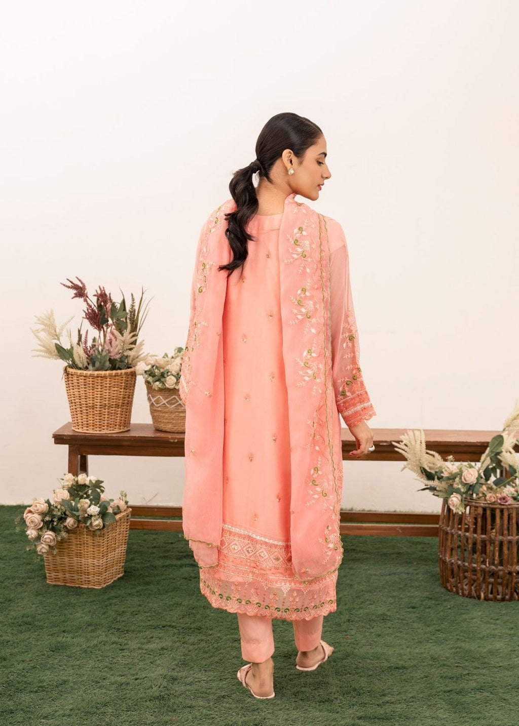 Al-Harir Apparel Nazrana Baby Pink Women 3pcs