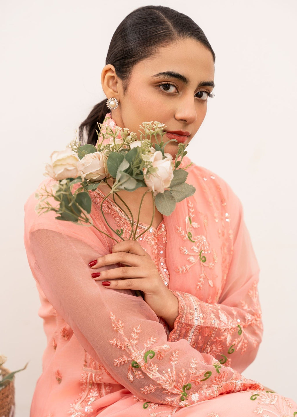 Al-Harir Apparel Nazrana Baby Pink Women 3pcs