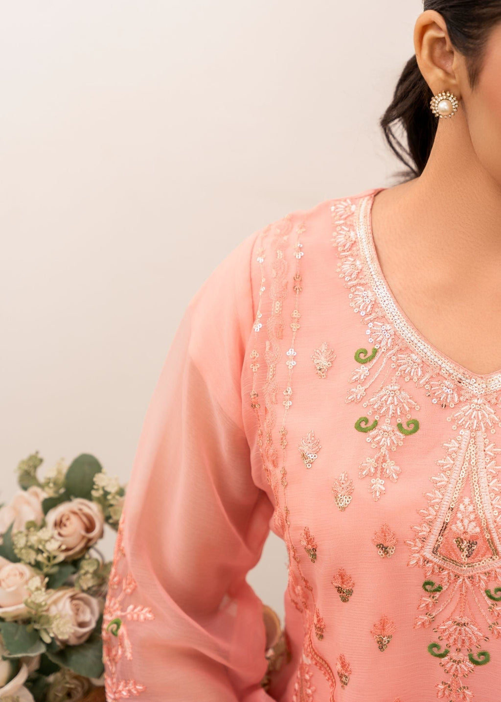 Al-Harir Apparel Nazrana Baby Pink Women 3pcs