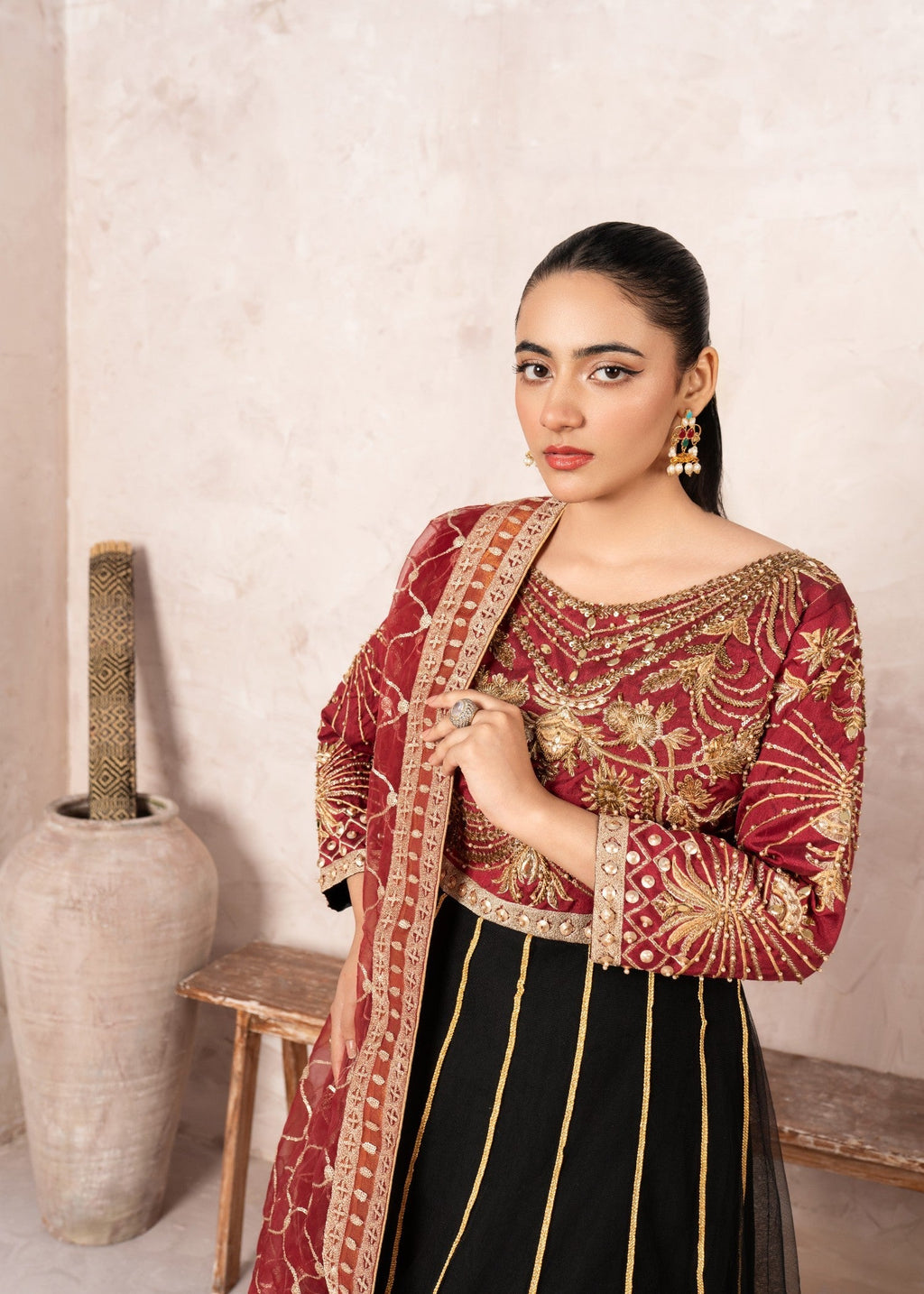 Sussy Asian Wear Maroon Body Gota Kali Women 2pcs