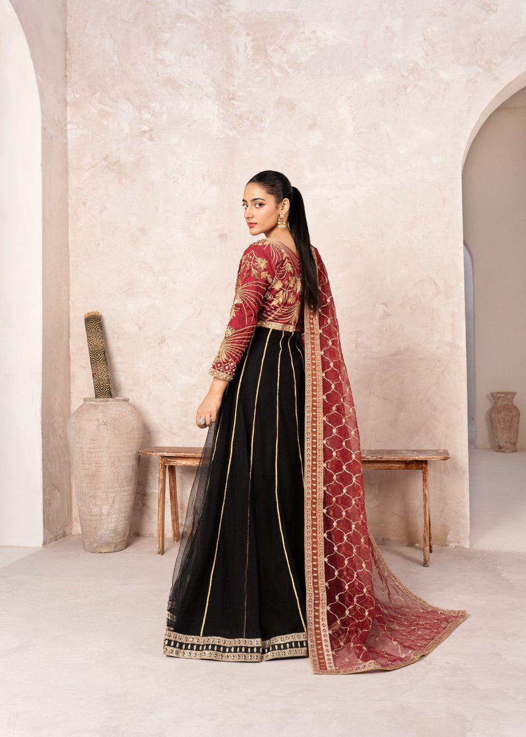 Sussy Asian Wear Maroon Body Gota Kali Women 2pcs