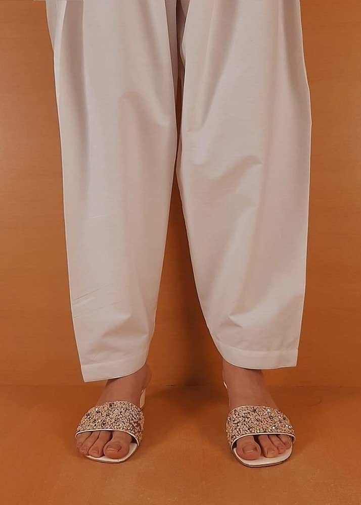 Zardi Plain Shalwar Cotton White ZSL01 Women 1pcs