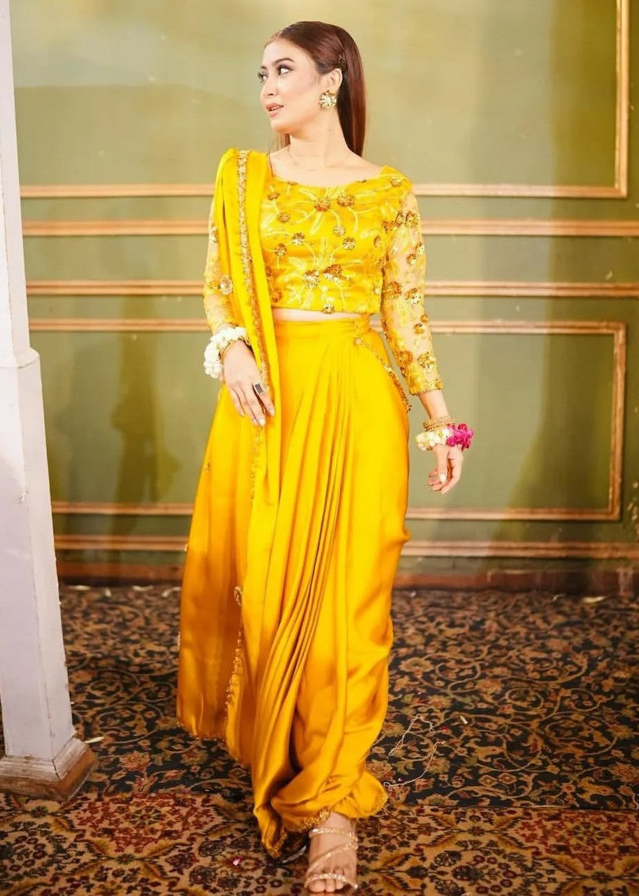 Anabiya Chandani Mari Gold musturd Women 3pcs