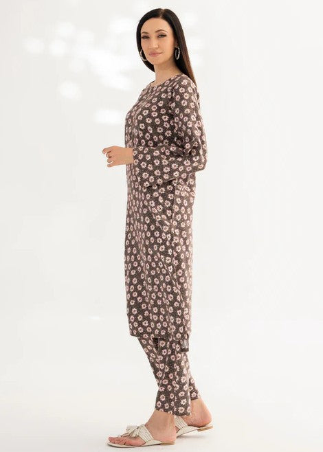 By-East Acrylic Wool Suit Printed Women 2pcs
