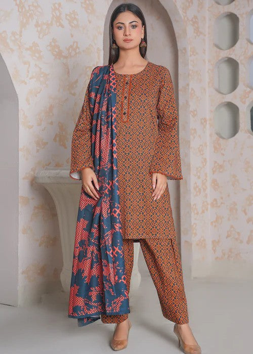 By-East Printed Khaddar Suit Women 3pcs