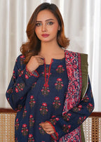 By-East Khaddar Printed Suit Blue Women 3pcs