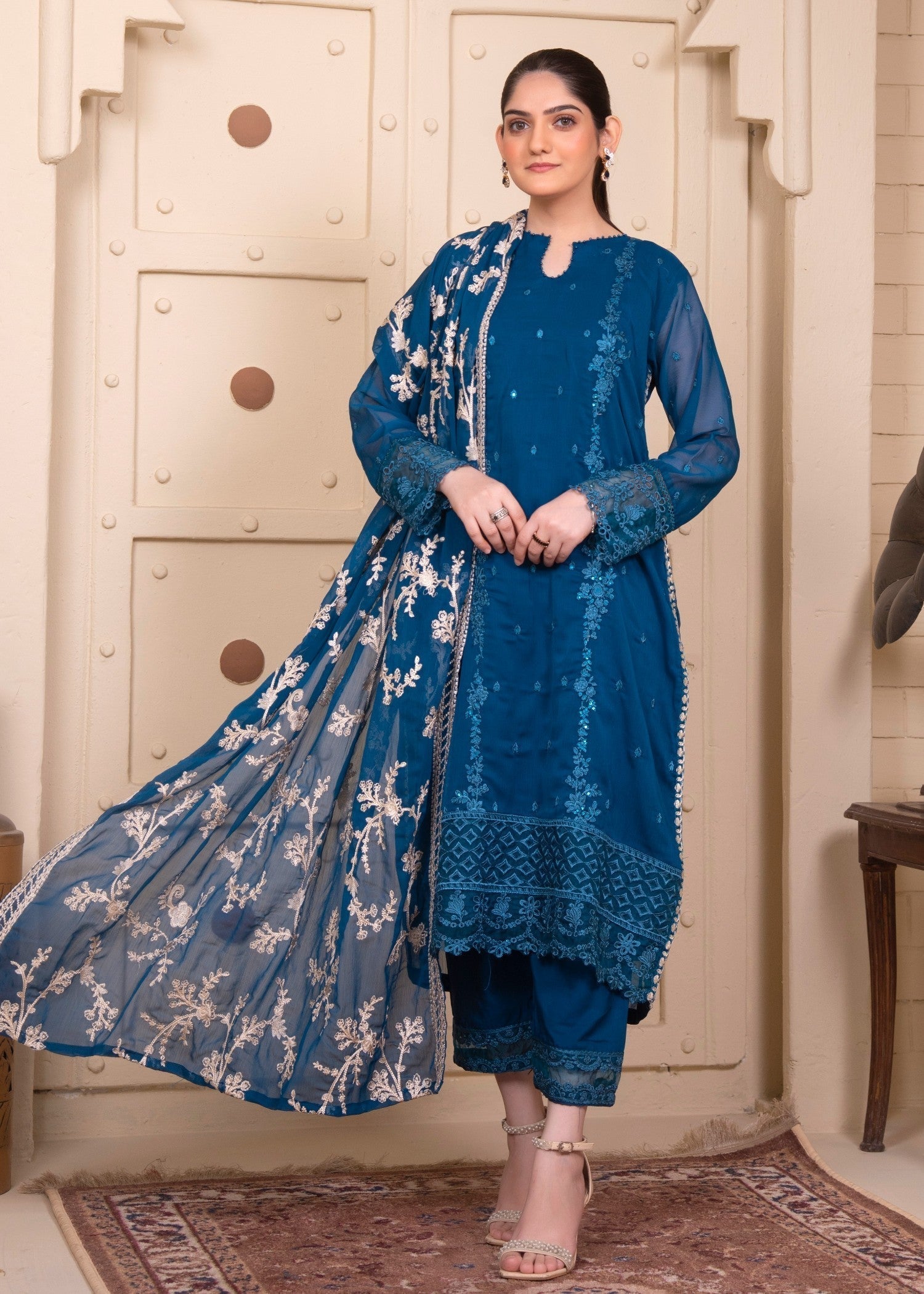 Rangoon Clothing Gulnaz Sapphire Blue Women 3pcs