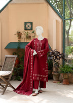 Zaira and Mahnoor Kanwal Red Women 3pcs