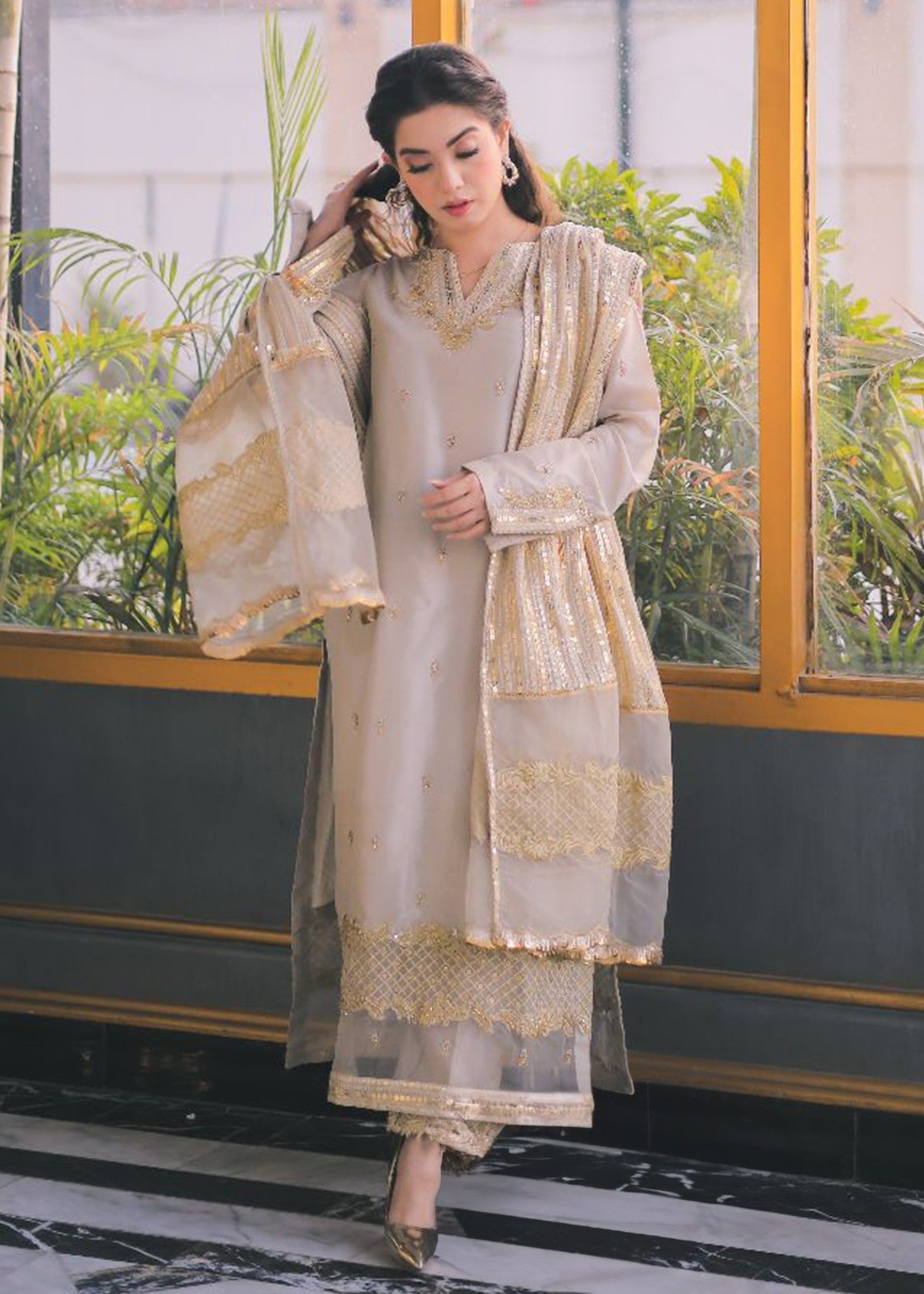 Rang-e-Haya Sandali pearl white Women 3pcs