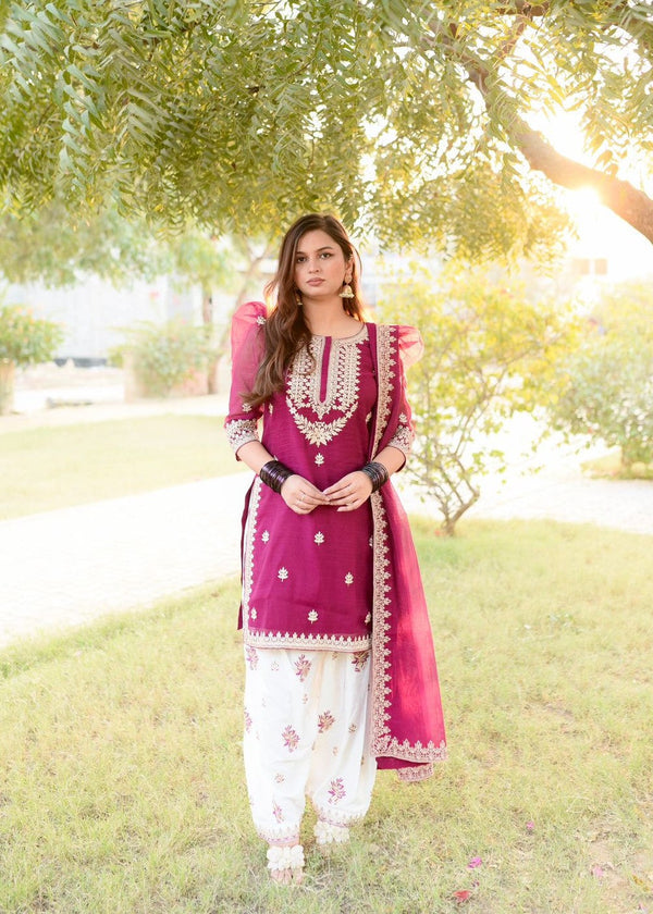 Amna Ismail PATILA DRESS PINK / WHITE SHALWAR KAMEEZ Women 3pcs