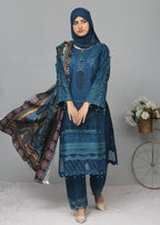 Fatima Printing Collection Zariyah Embroidered Long Shirt Teal Women 3pcs