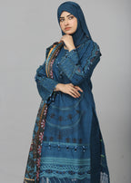 Fatima Printing Collection Zariyah Embroidered Long Shirt Teal Women 3pcs