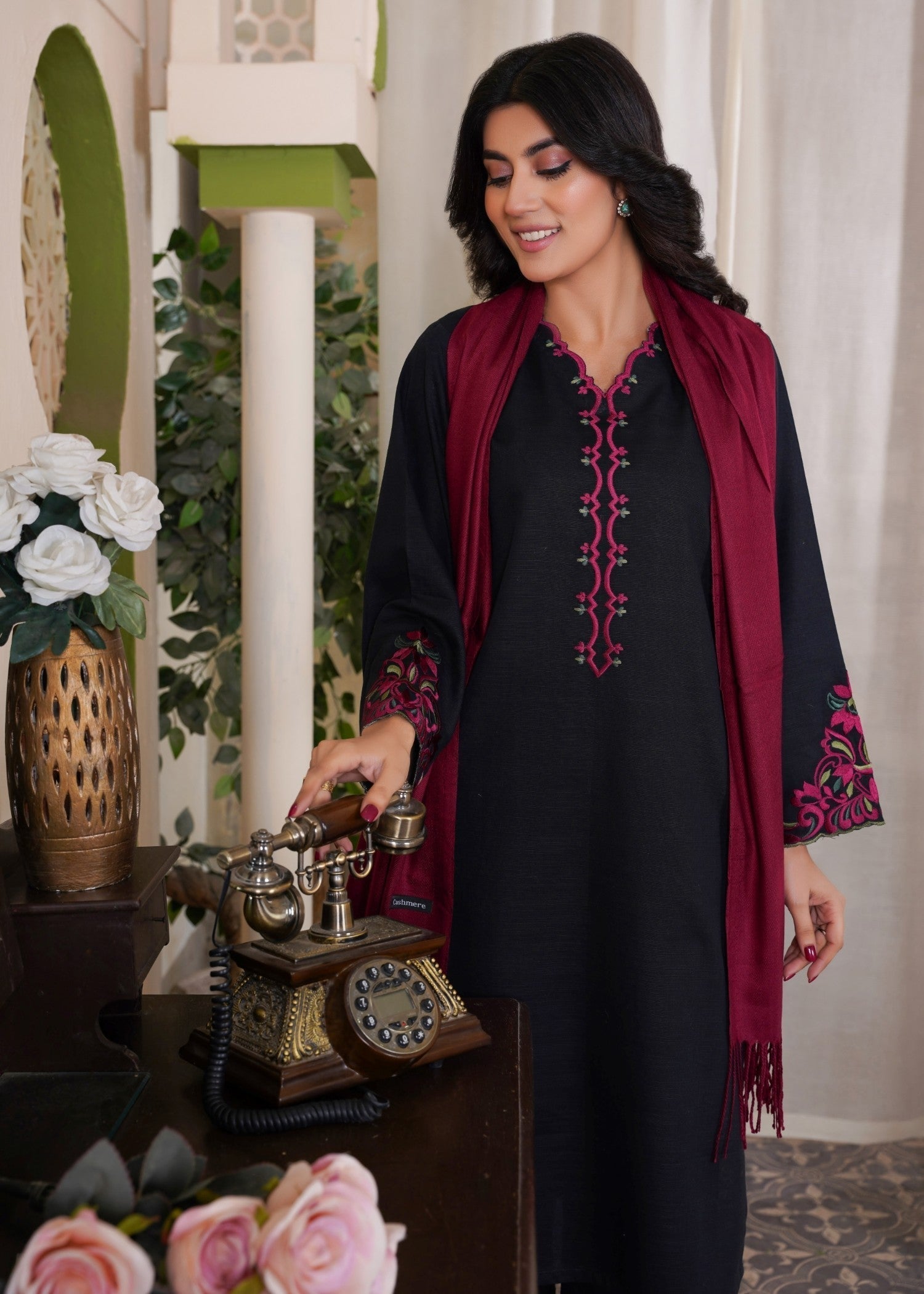 Deysia Khaddar Black Women 2pcs