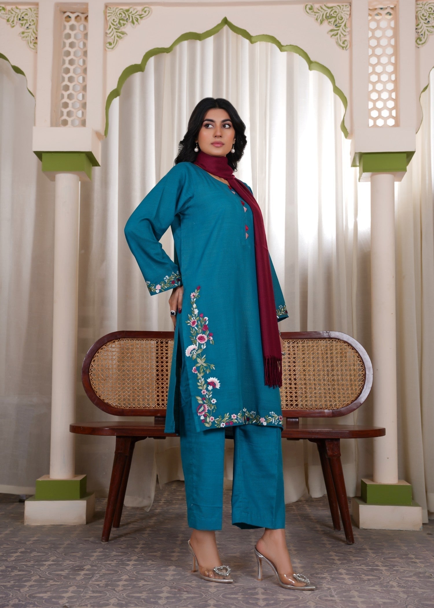 Deysia Khaddar Teal Women 2pcs