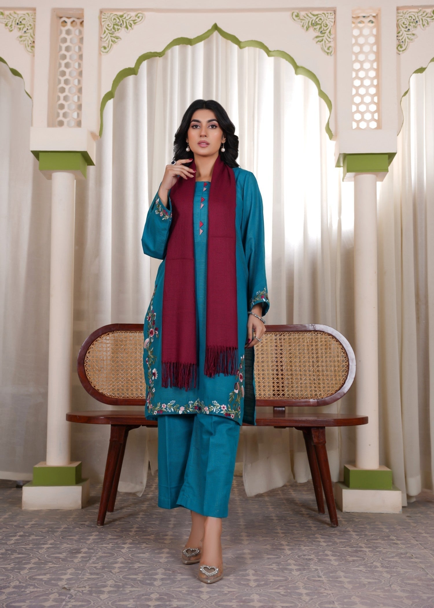 Deysia Khaddar Teal Women 2pcs