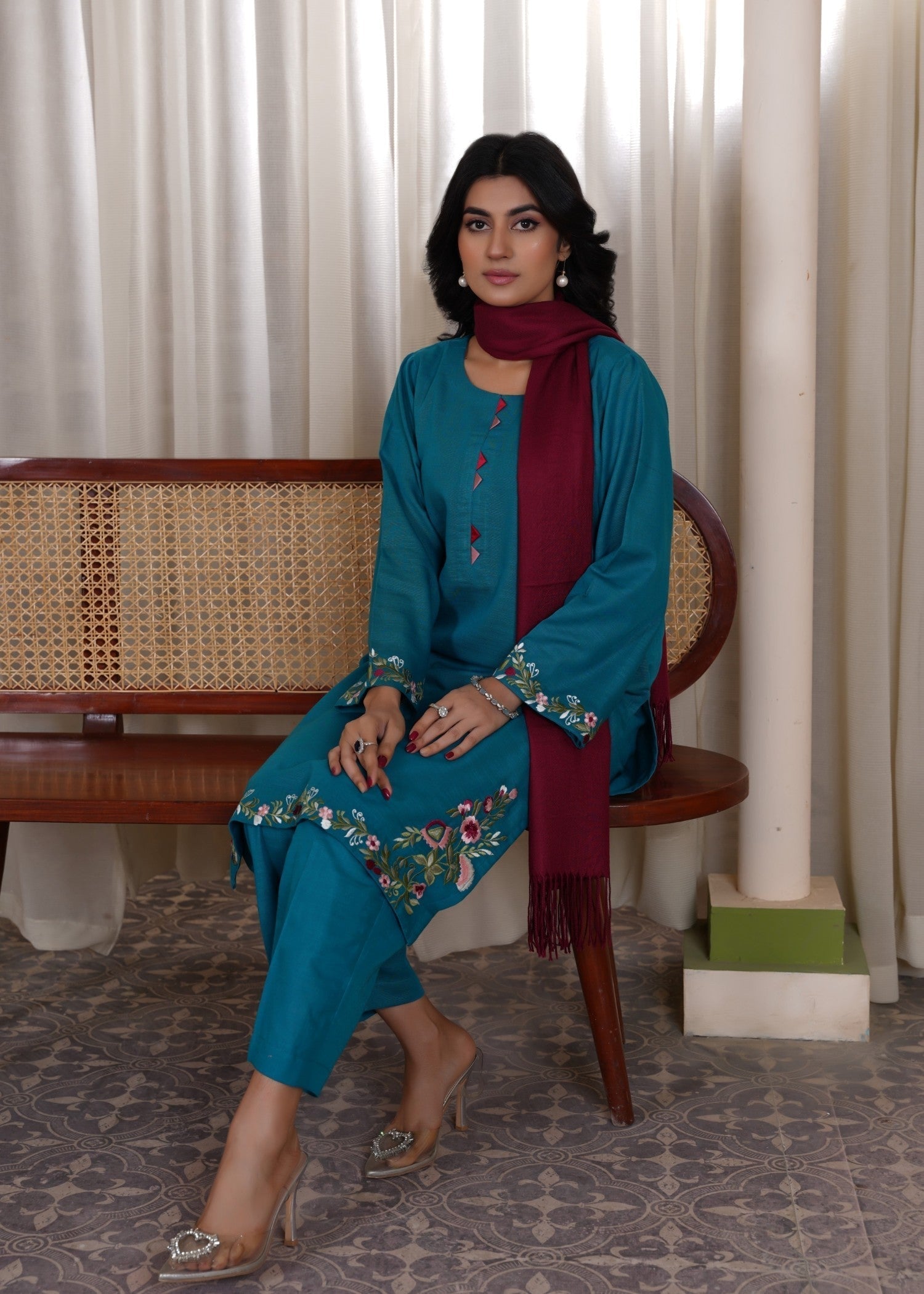 Deysia Khaddar Teal Women 2pcs
