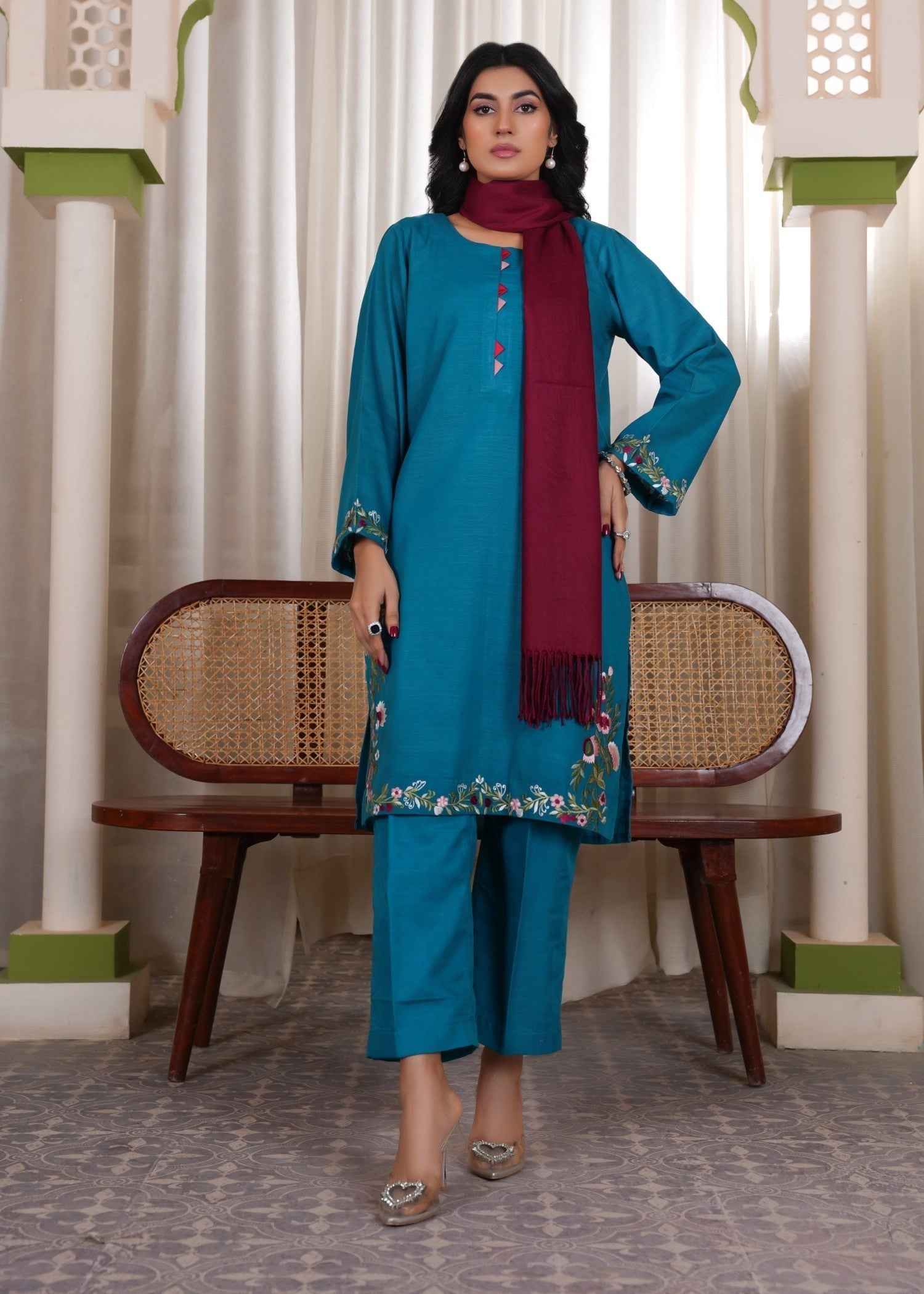 Deysia Khaddar Teal Women 2pcs