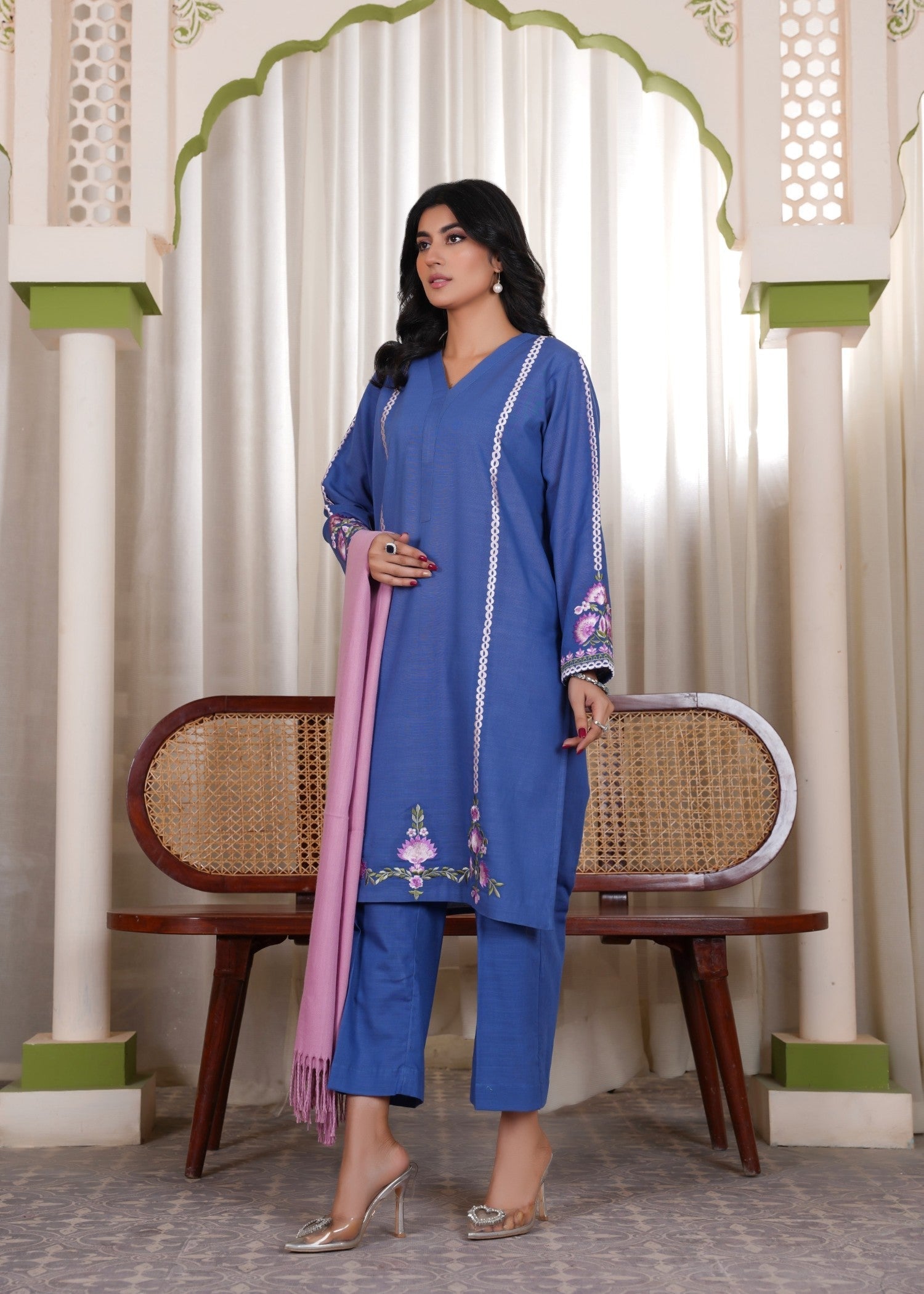 Deysia Khaddar Blue Women 2pcs