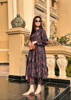 By-East Lawn Printed Suit (BLU) Women 3pcs