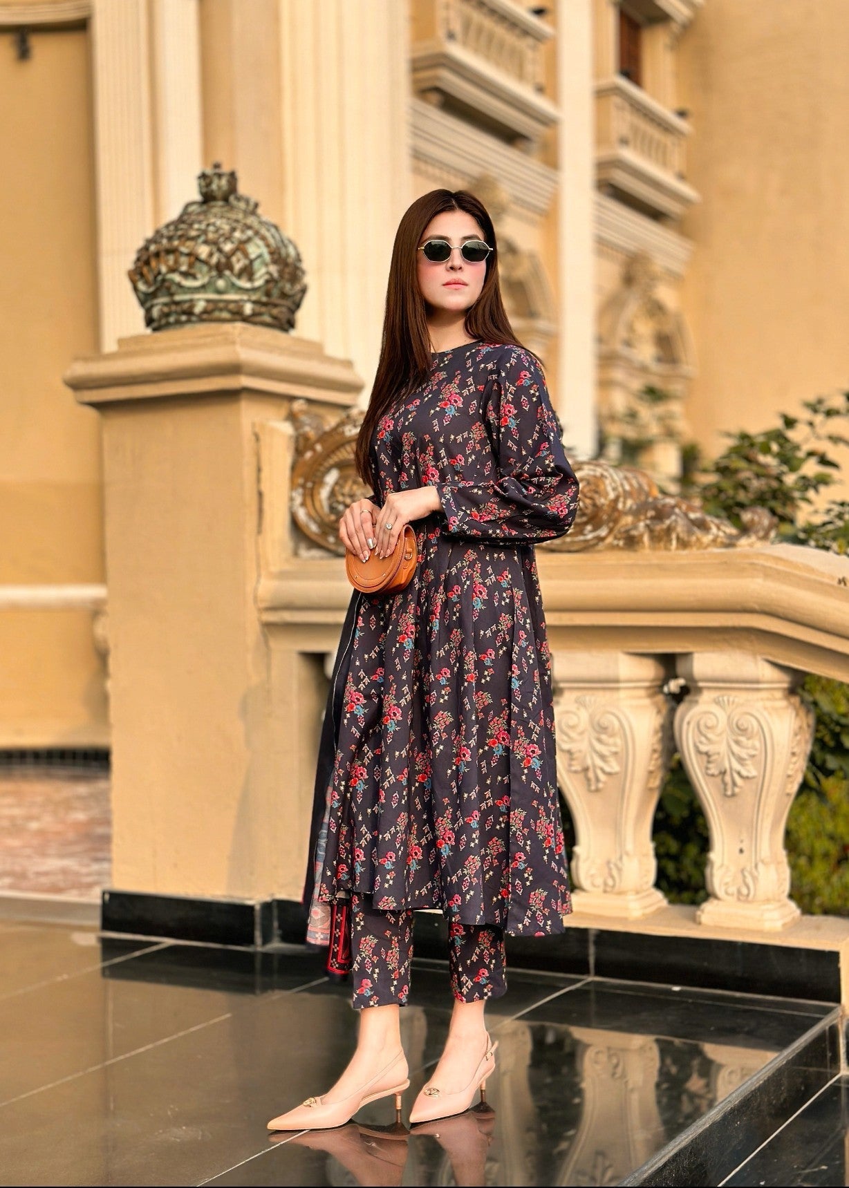 By-East Lawn Printed Suit (BLU) Women 3pcs