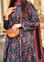 By-East Lawn Printed Suit (BLU) Women 3pcs