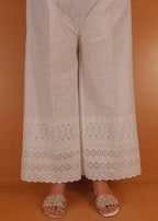 Zardi Chikankari Palazzo White ZT300 Women 1pcs