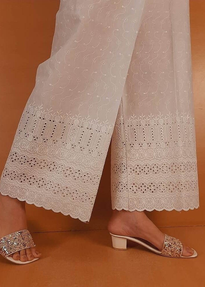 Zardi Chikankari Palazzo White ZT300 Women 1pcs