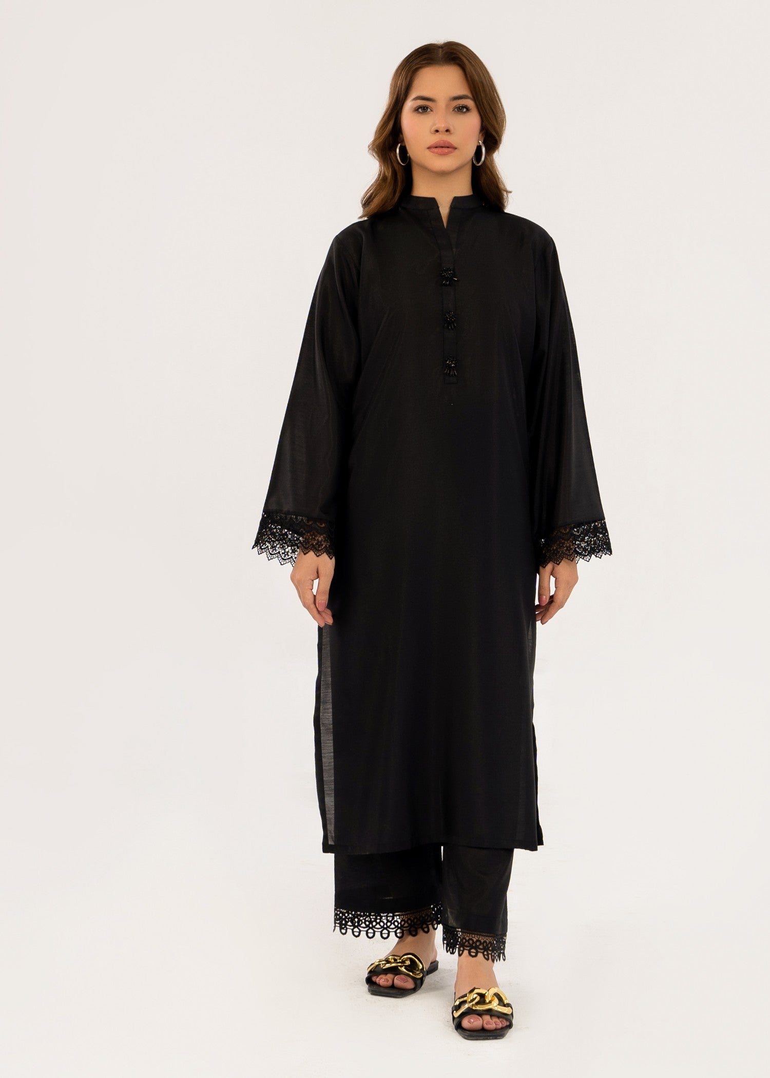 By-East Dyed Blended Raw Silk Dress (Pret) Women 2pcs