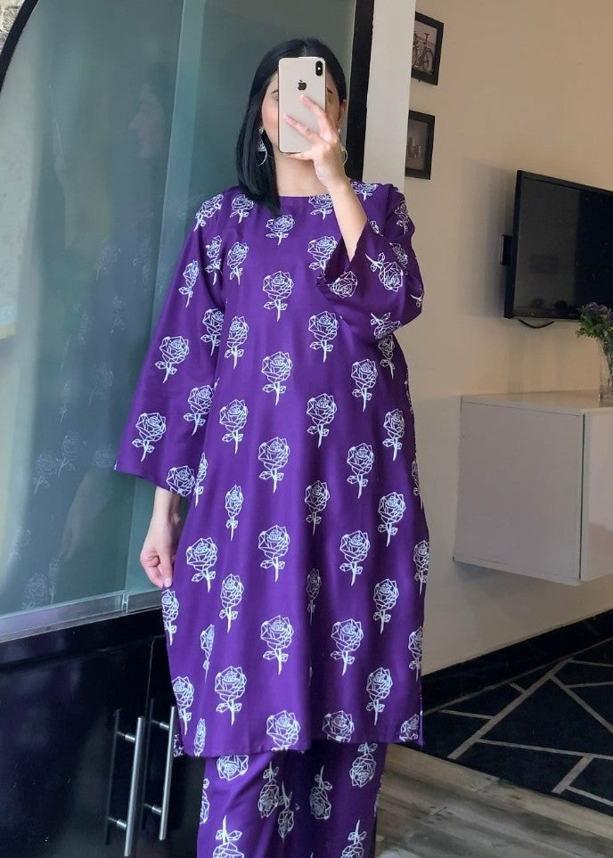 Anabya Garments Purple Rose Women 2pcs