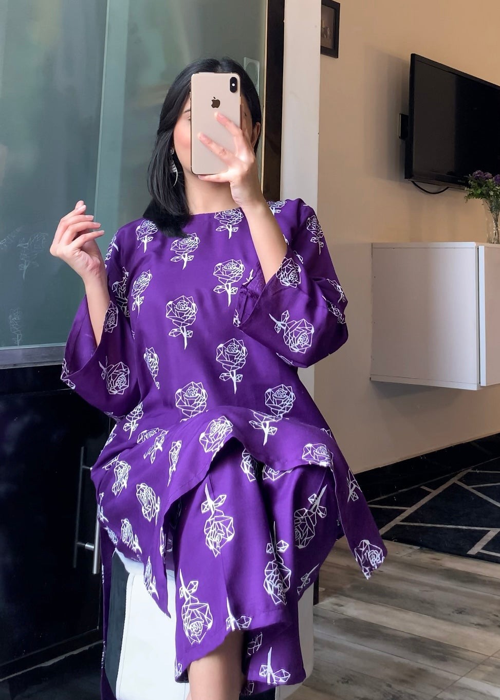 Anabya Garments Purple Rose Women 2pcs