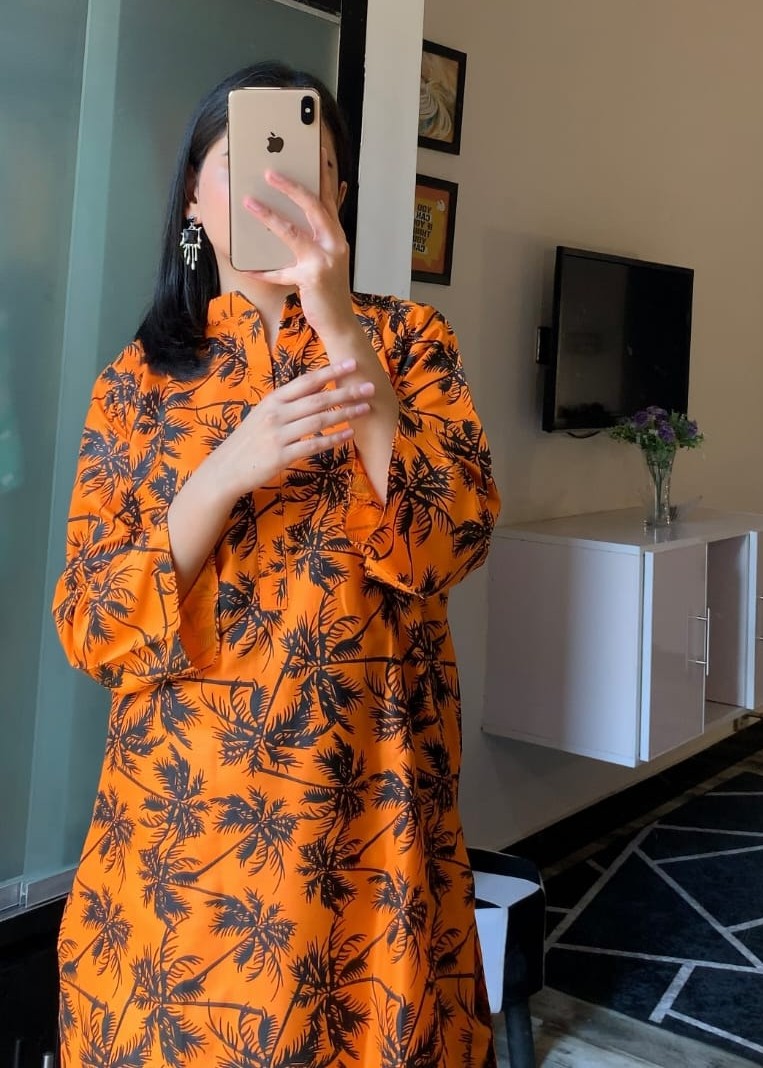 Anabya Garments Orange Palm Tree Women 2pcs
