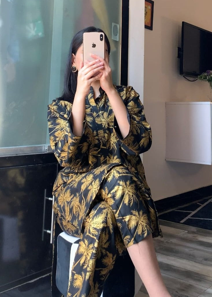 Anabya Garments Black Palm Tree Women 2pcs