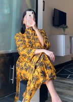 Anabya Garments Mustard Palm Tree Women 2pcs