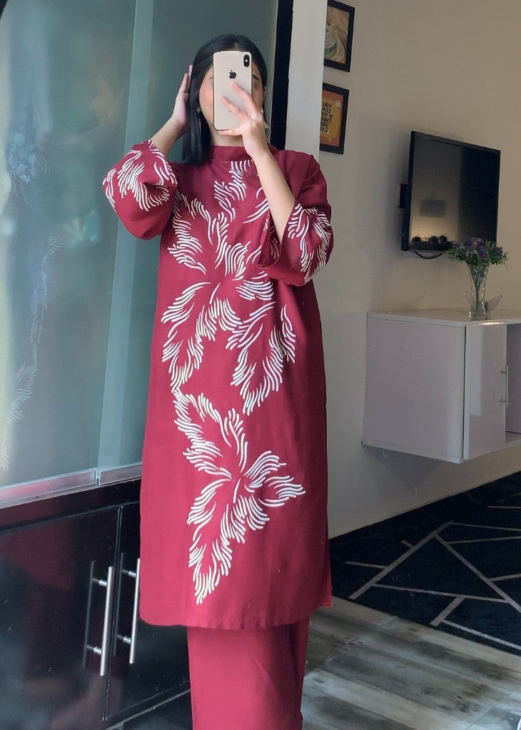 Anabya Garments Jazmeen Maroon Women 2pcs