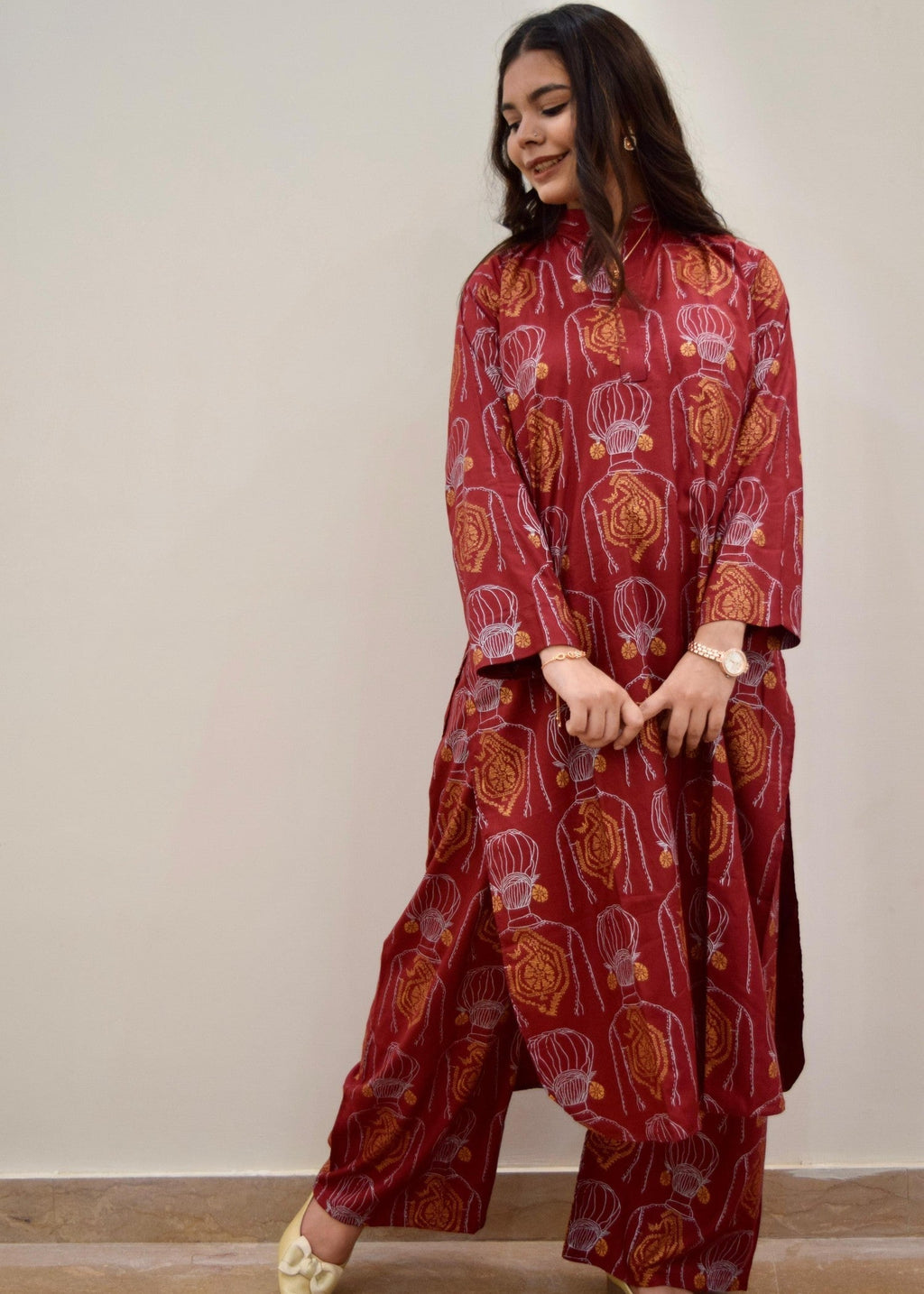 Anabya Garments Maroon ilma Women 2pcs