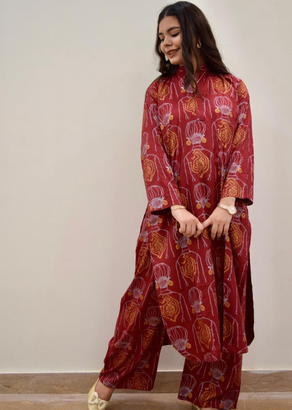 Anabya Garments Maroon ilma Women 2pcs